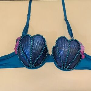 Blue Seashell Bra and Sequined Mermaid Skirt